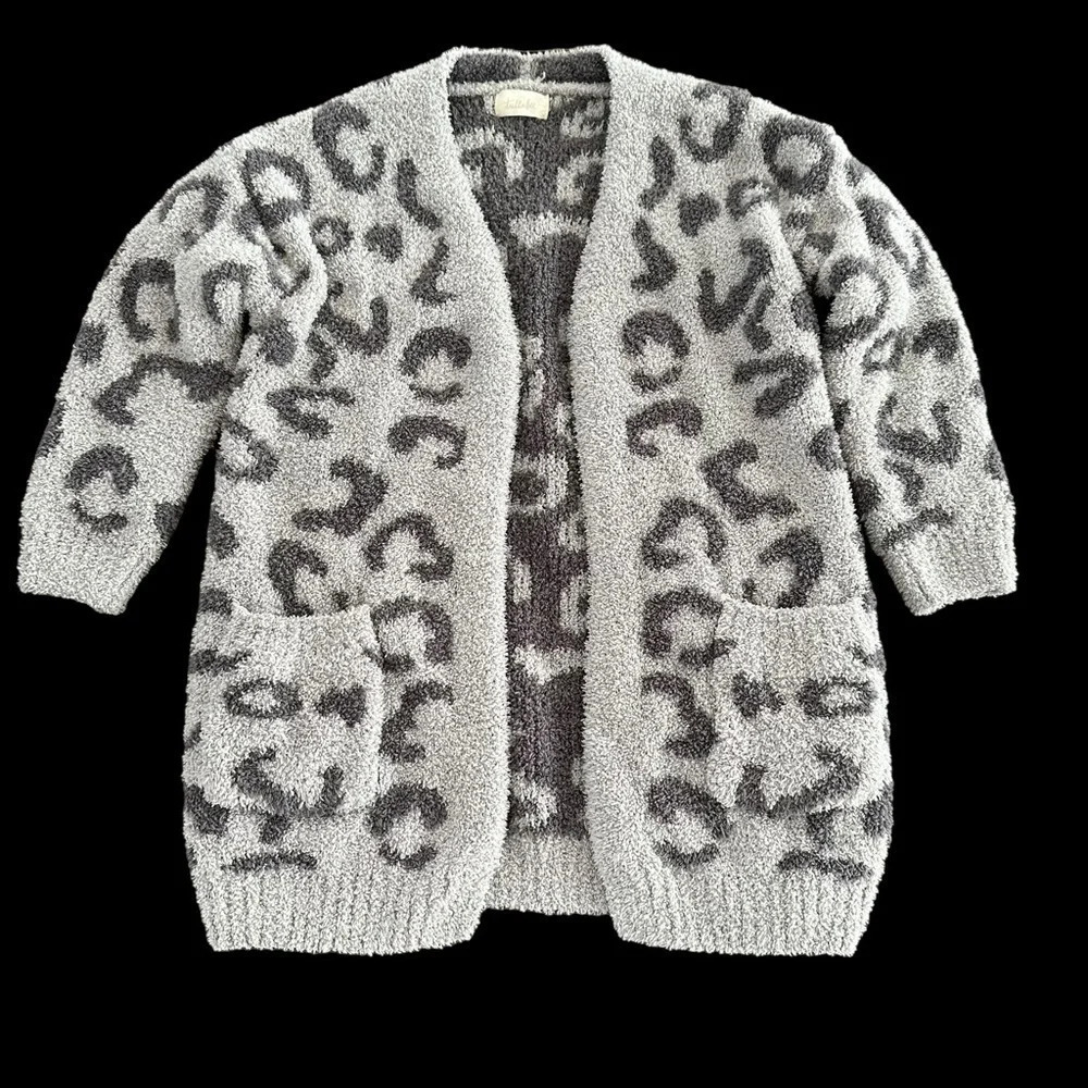 Tullabee Toddler Girls 2T/3T Gray Leopard Print Open Cardigan Sweater‎ Matching